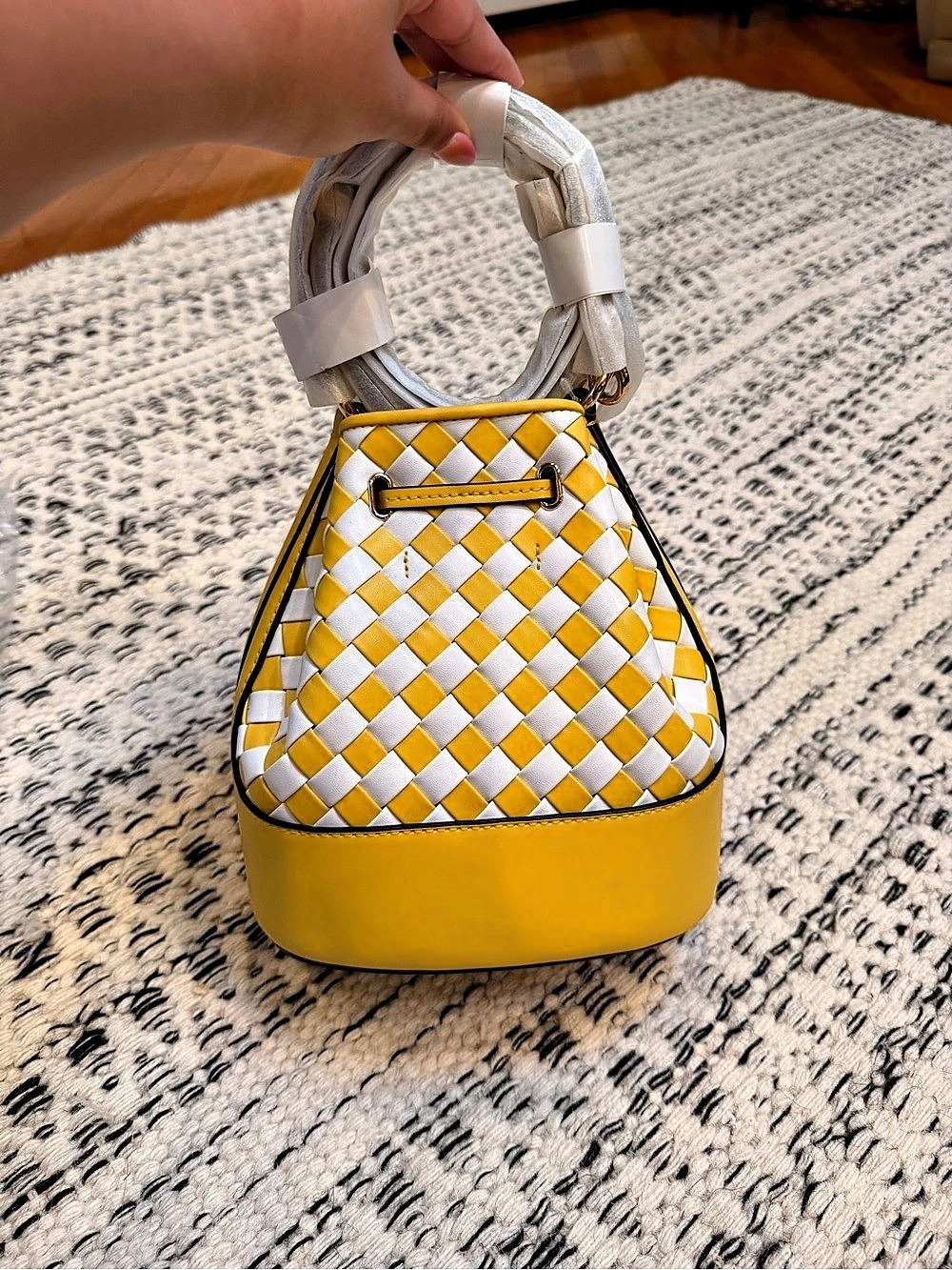 Michael Kors Reed Medium Belted Bucket Messenger Geometric Shoulder Bag in